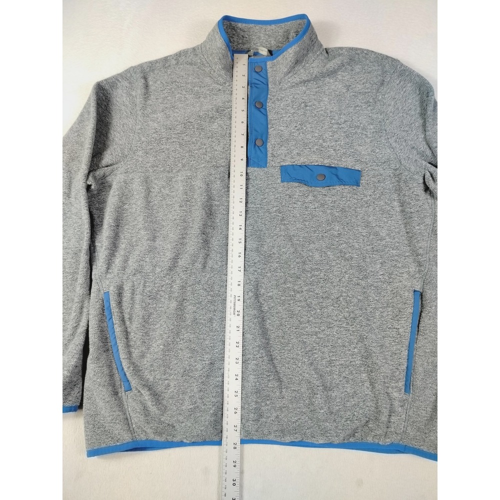 Eddie Bauer Pullover Mens XL Gray Snap Fleece Mock Neck Pocket Casual Gorpcore - Picture 7 of 10